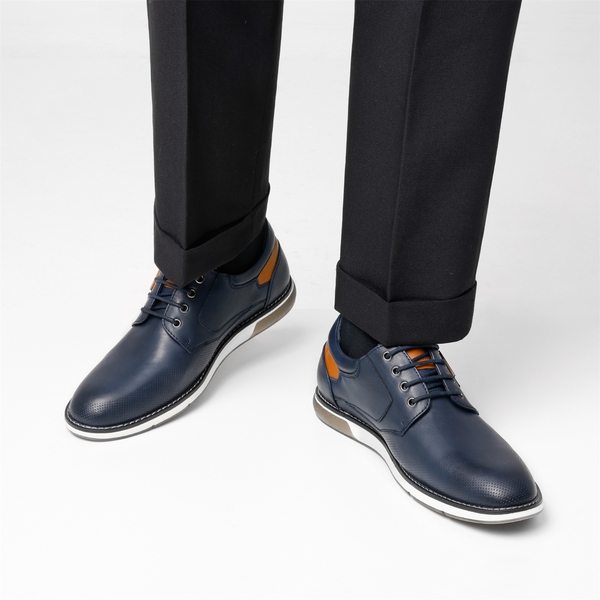 Men's Vegan Leather Casual Oxford Sneakers - BLUE - 6